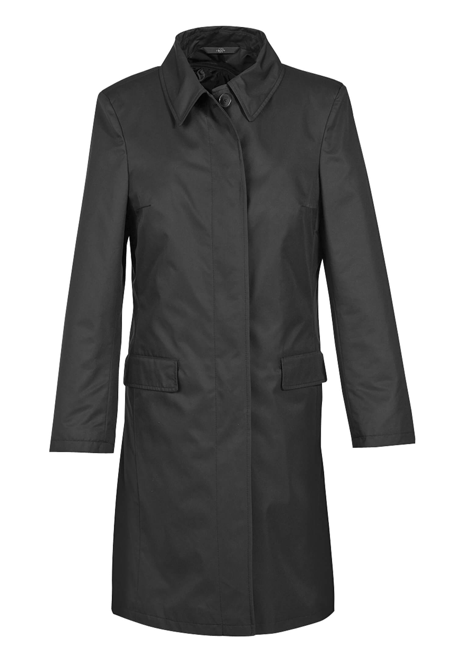 Damen Business-Kurzmantel verdeckte Knopfleiste - schwarz - 48